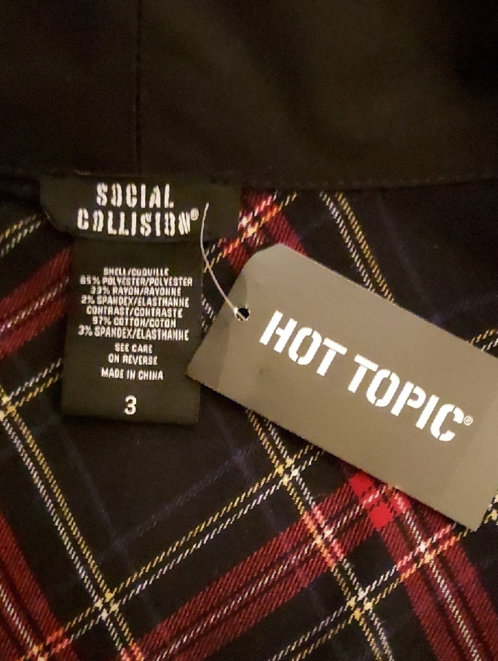 Hot Topic Social Collision Dress Black Red Plaid Belted Corporate Goth 3X NWT - Picture 6 of 9
